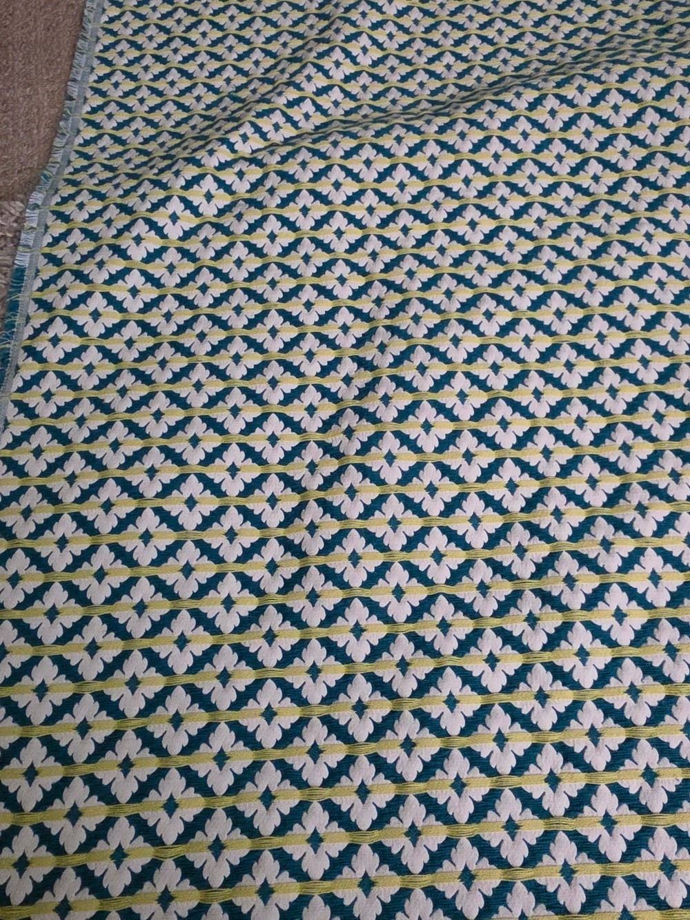 4/$67 Deal! Blue, Green, White Geometric Cotton Fabric Panel - Picture 5 of 14